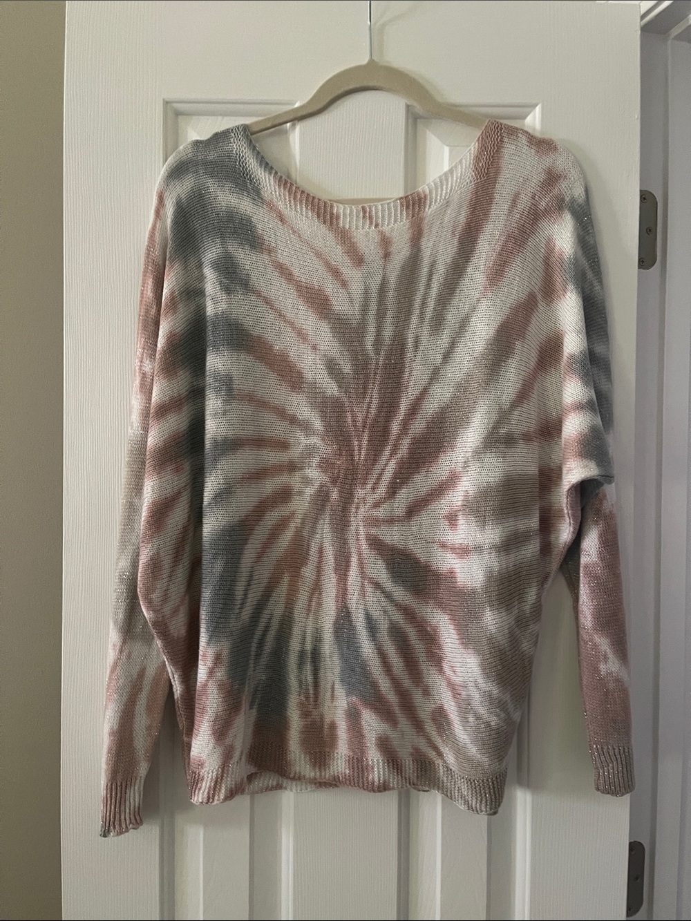 Tie-Dye Knit Sweater - Pink & Gray